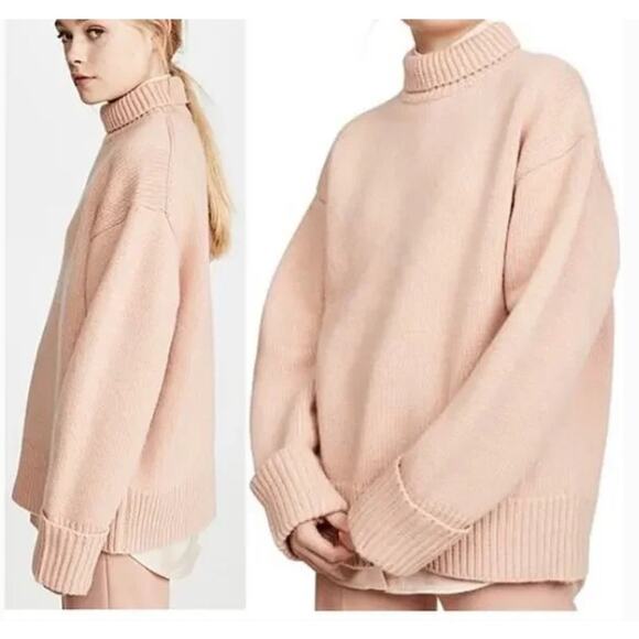 Victoria Victoria Beckham Relaxed Funnel Neck Wool over sized pink Sweater L - Picture 1 of 10